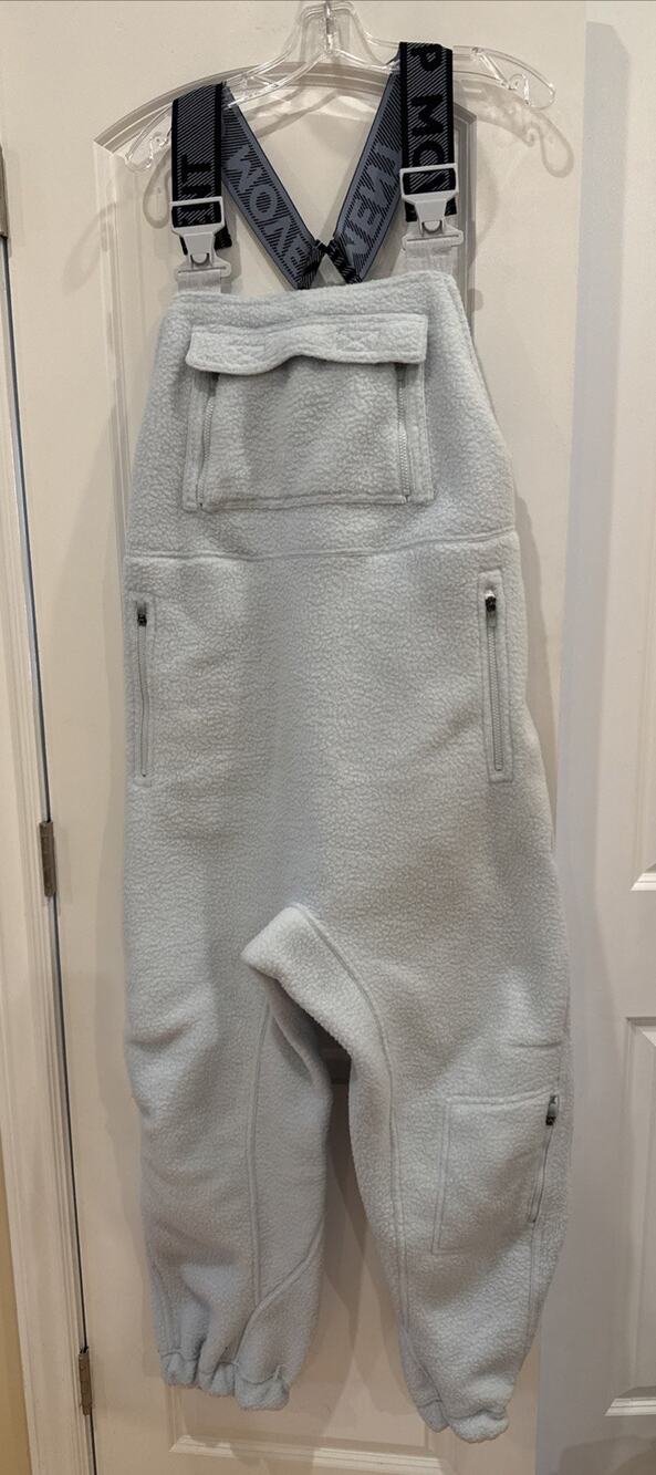Free People Movement Hit The Slopes Blue Sherpa Fleece Overalls Size Large NEW